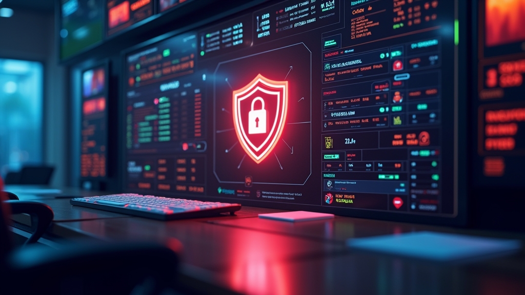 Casino payment security scene with shield icon, terminals, and transaction alerts