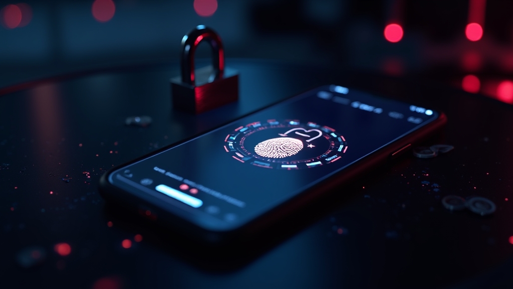 Smartphone login screen with security icons in a dark casino setting